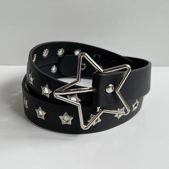 Accessories Y2k 200s Star Studded Black And Silver Star Buckle Grunge